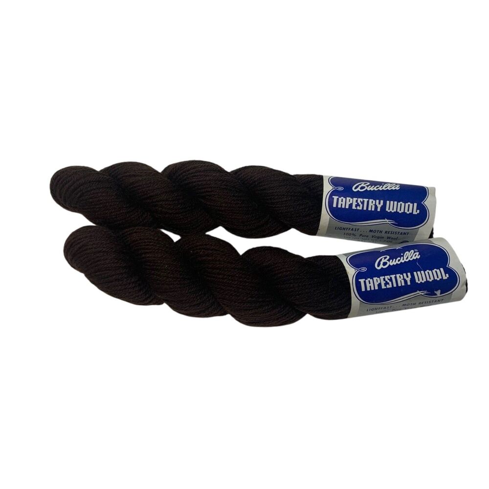 Bucilla Dark Brown Tapestry Wool YarnSet of 2 Skeins Pure Virgin Wool Crafting